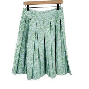 Vintage Intuitions Box Pleated Floral Print A-Line Skirt Green Blue Size 4